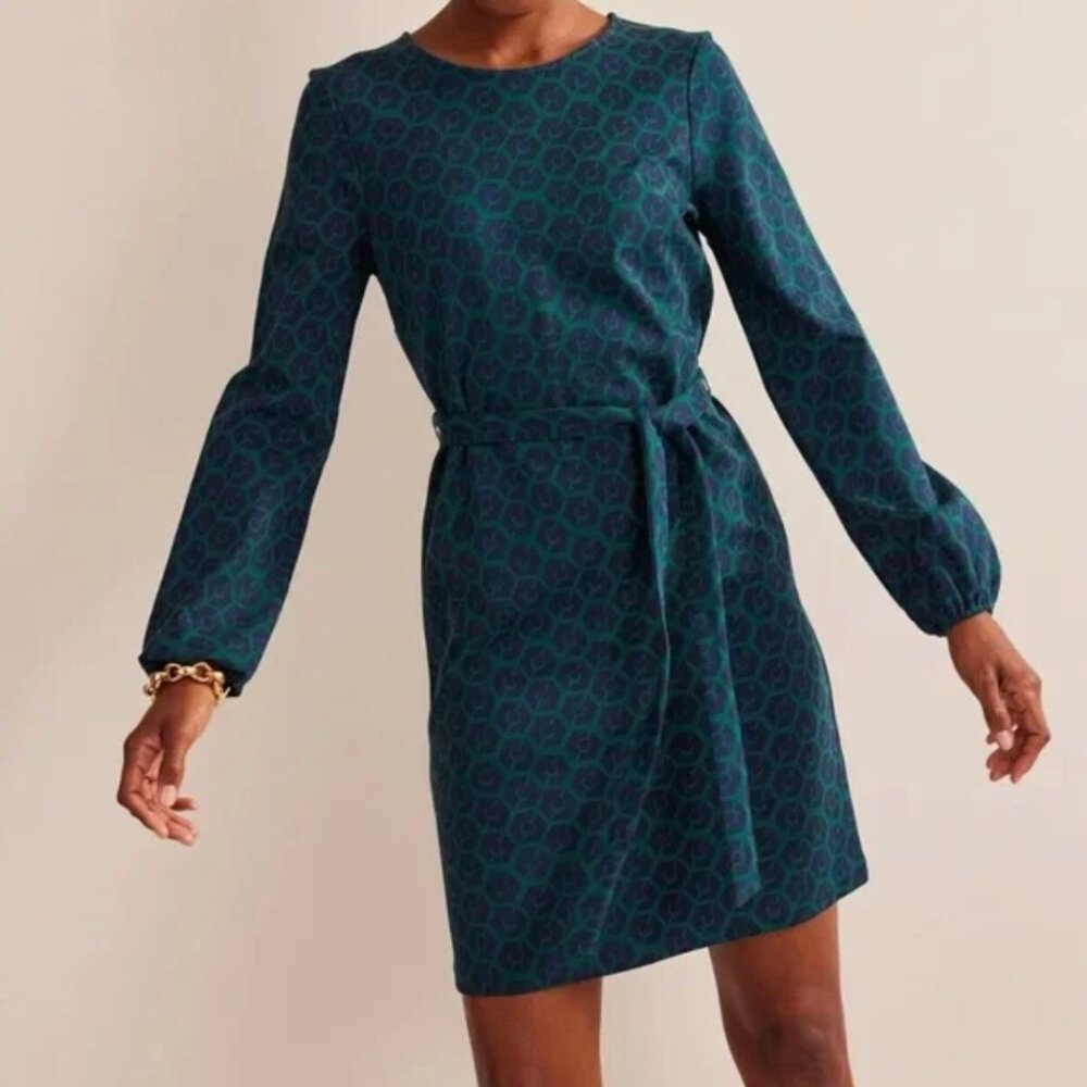 NWT Boden Violet Ponte Shift Dress in Emerald Night
